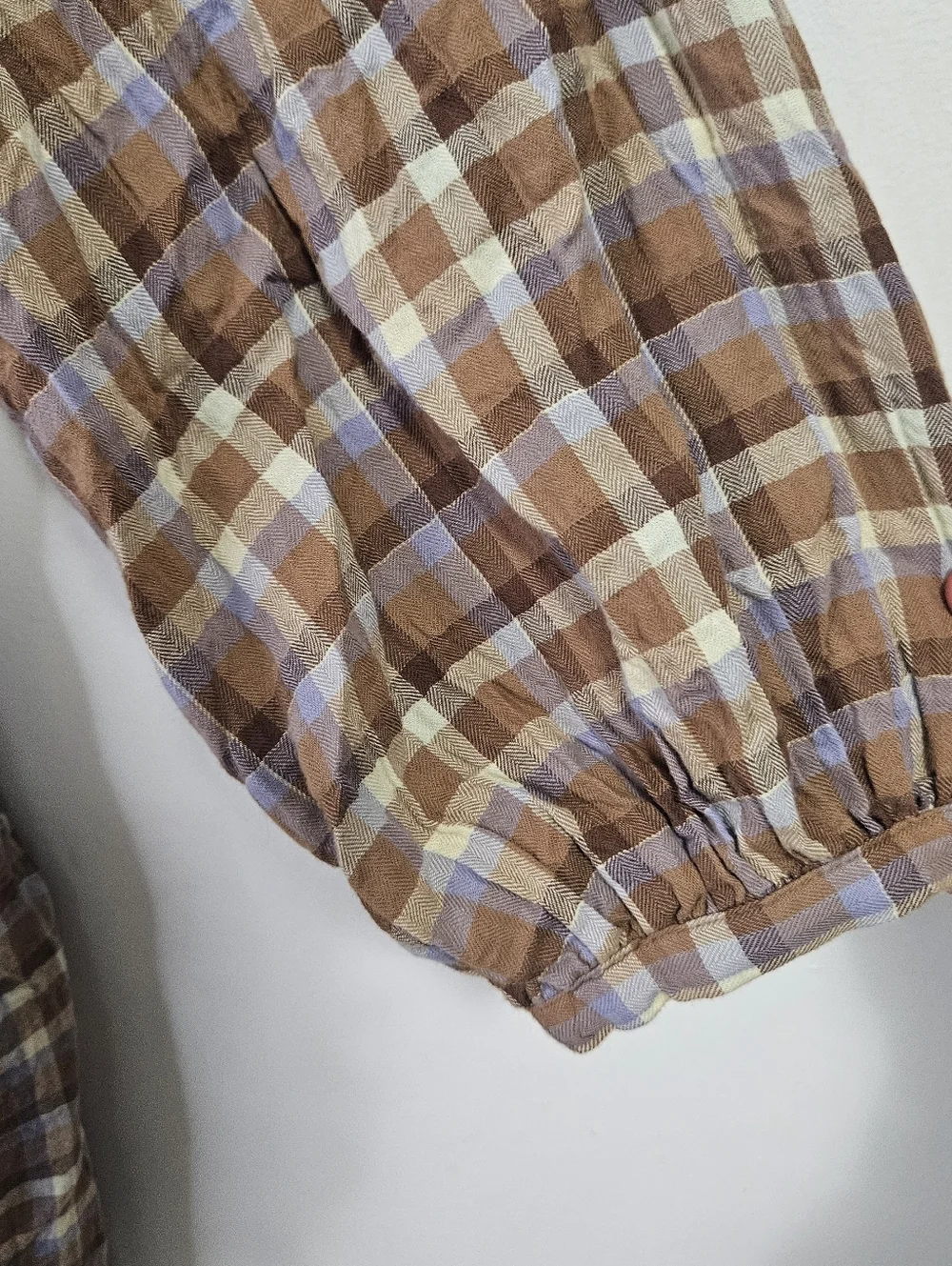 Madewell Gauze Sophia Midi Dress Sz S Brown Plaid Cottagecore - Picture 8 of 11